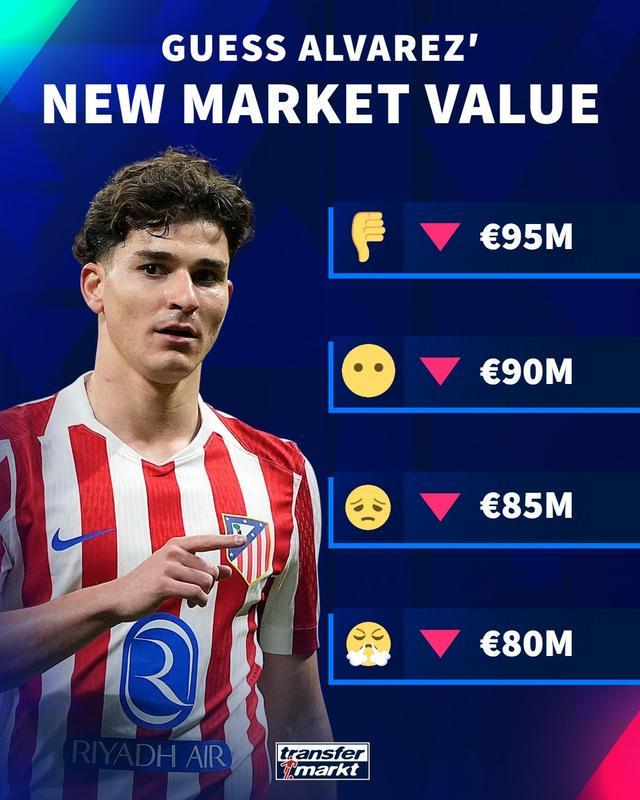 阿尔瓦雷斯身价或下调至8000万欧 德转预热西甲球